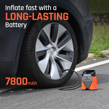 Portable 7800mAh Air Compressor, Super Fast Tire Inflator for Cars, Motorcycles, Bikes & Pickups, LED Light, Digital Display