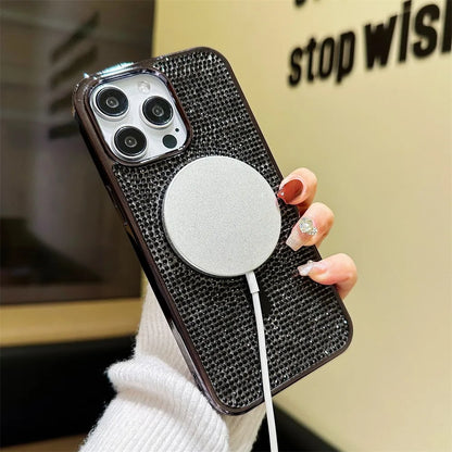 Diamond MagSafe Case for iPhone 11-17 Air Pro Max Plus Electroplate Cover