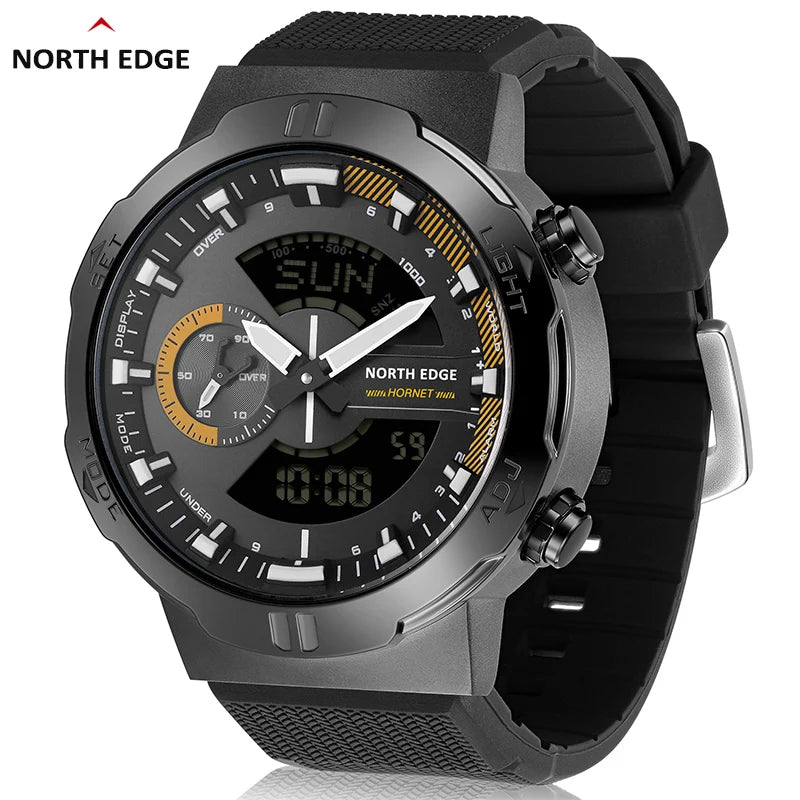 NORTH EDGE HORNET Men's Digital Sports Watch, 50M Waterproof, Run, Cycle, Time, Speed