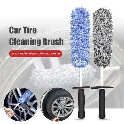 Car Wash Brush Long Handle Plush Cleaning Tool for Rims Spokes Barrel
