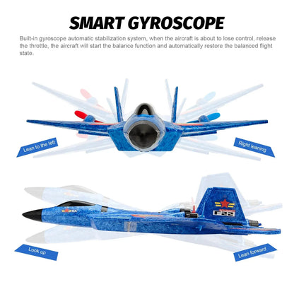 F22 Raptor RC Plane 2.4G 2CH Remote Control Flying Glider With LED Lights EPP Foam Airplane Toys For Children Gifts-EXPROTAS