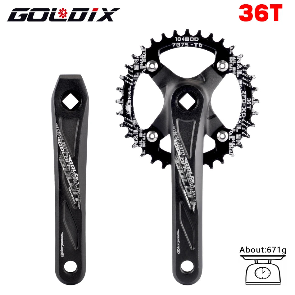 GOLDIX Square Hole MTB Crankset, Aluminum Alloy, 170/175mm, 104BCD 32-42T Narrow Wide