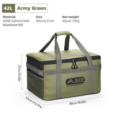 Camping Storage Bag Folding Outdoor Gas Tank Cookware Container 42L 490g