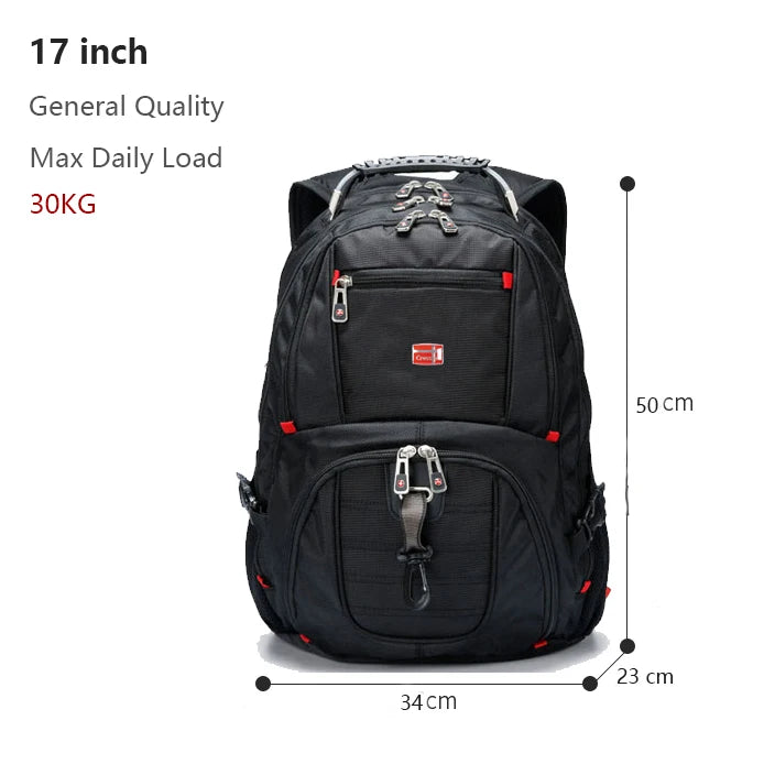 Swiss-Multifunctional bags Durable 17 Inch Laptop Backpack, Travel Bag,College Bookbag,USB Charging Port,Water Resistant-EXPROTAS