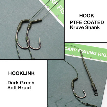 6pcs Carp Fishing Ready Tied Hair Rigs Hook Lines Size 2# 4# 6# 8# Tackle Set