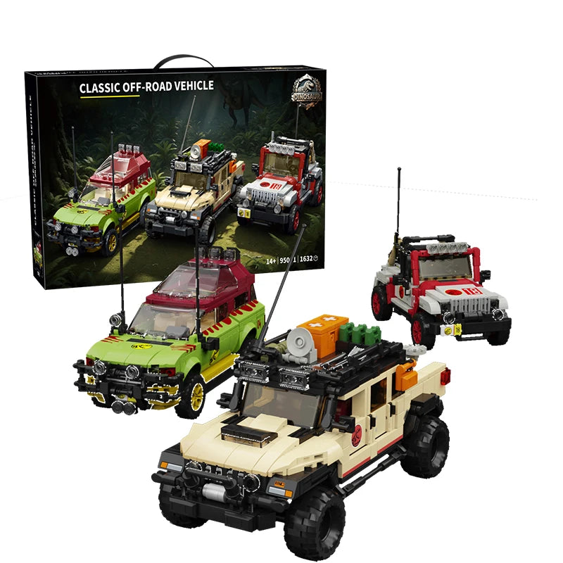 3-in-1 Dinosaur Adventure Off-Road Vehicle Building Blocks 1632pcs Jurassic Toy Gift