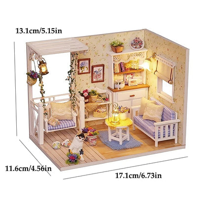 DIY Miniature Dollhouse 3D Puzzle Kit with Furniture & LED Lights Room Decor Gift - EXPROTAS