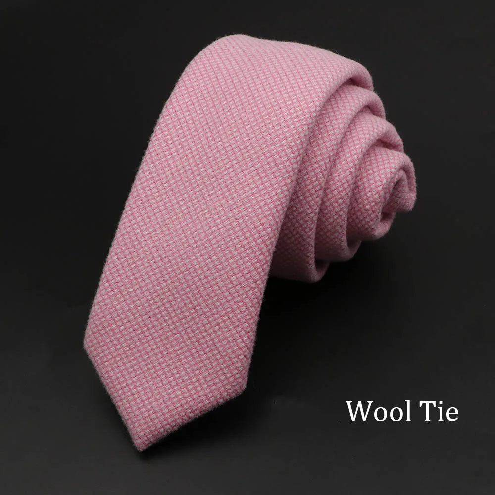 Men Necktie Wool Slim Brown Handmade Casual Ties Accessories