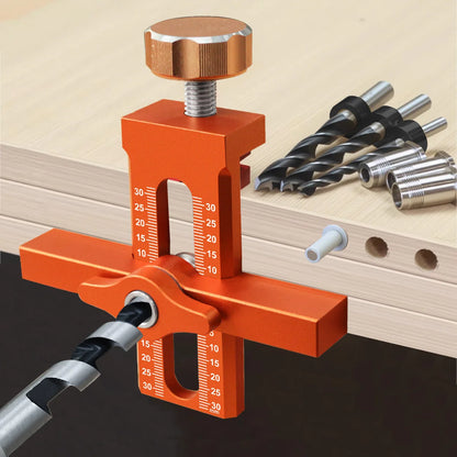 2-in-1 Cabinet Door Installation Positioner, 6/8/10mm Rebounder Punch Jig for Wardrobe Panel