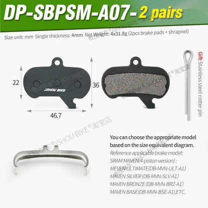 SRAM Maven Ultimate Silver Bronze Base Brake Pads JSHOUBIKE Semi-Metallic