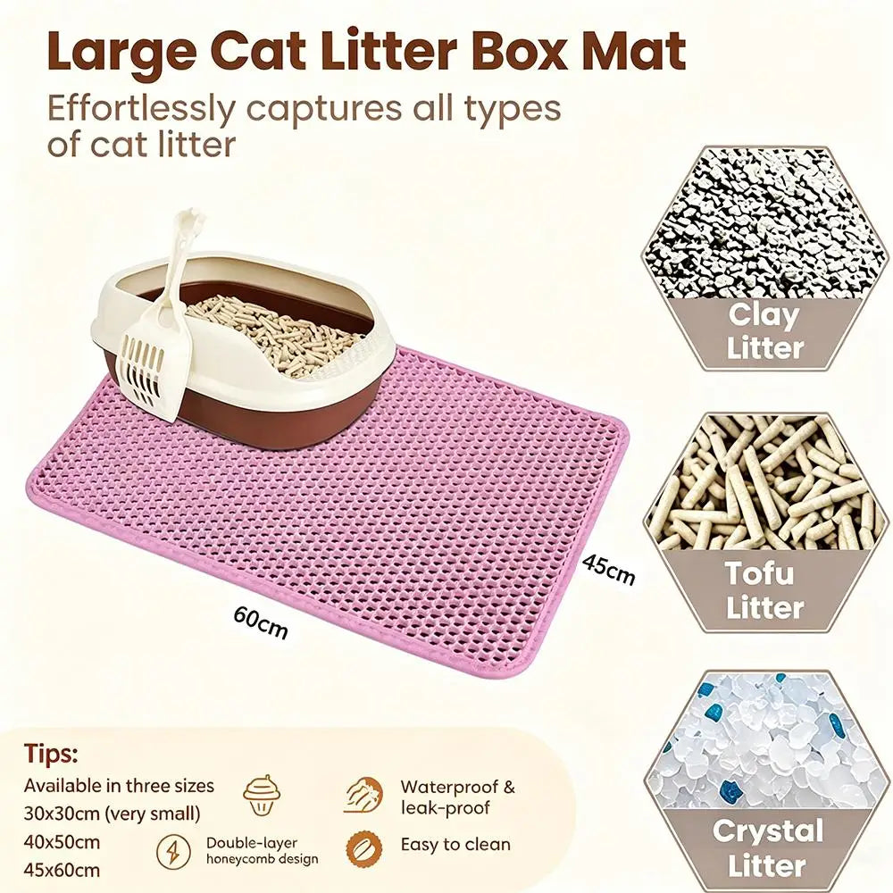 Cat Litter Mat Non-Slip Double Layer Big Box Filter Mat for Pets