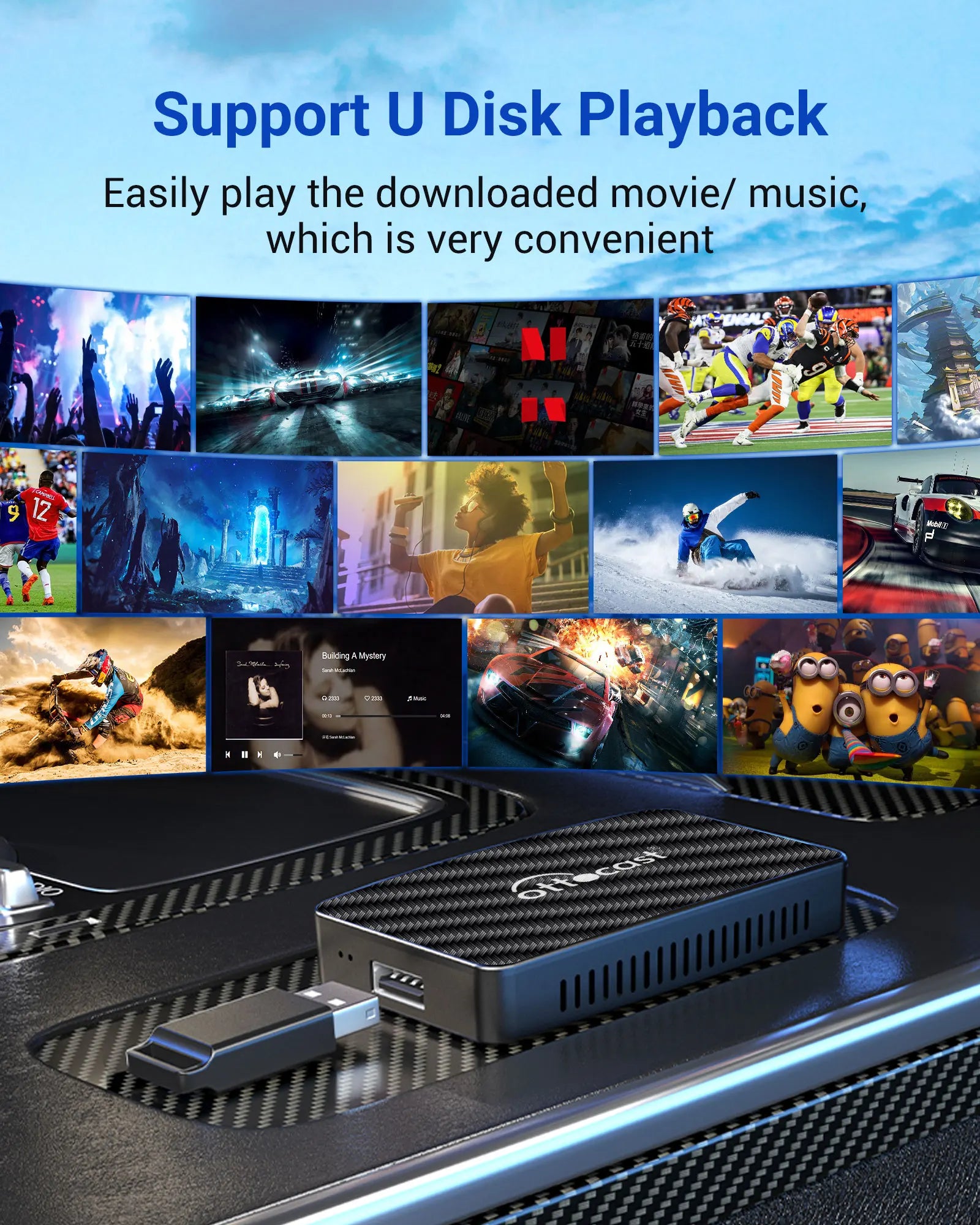 Ottocast Play2video Pro CarPlay TV Box Wireless Car Play Android Auto Car Intelligent Systems for Youtube Netflix Spotify-EXPROTAS