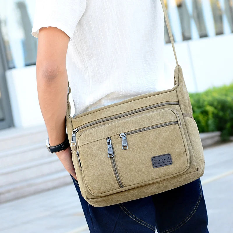 Men's Canvas Shoulder Bag Crossbody Tote Travel Messenger Fashion Handbag