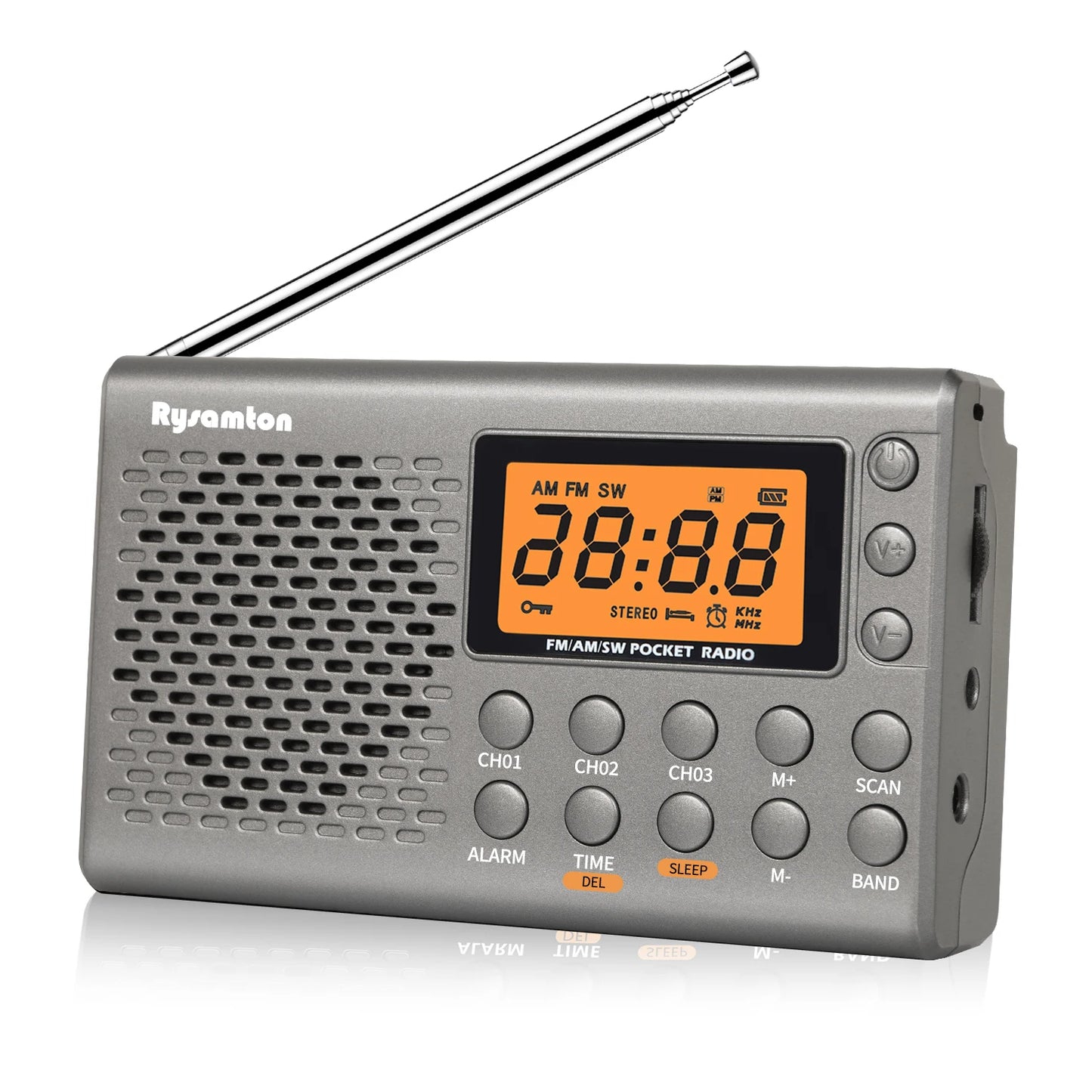 Portable AM/FM Shortwave Radio with Clock Function & Sleep Timer - Digital