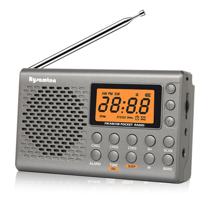Portable AM/FM Shortwave Radio with Clock Function & Sleep Timer - Digital