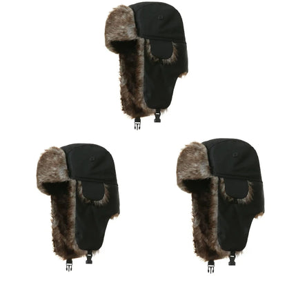 Winter Ushanka Trapper Hat Mens Russian Ear Flap Fur Cap