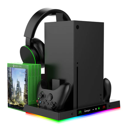 Cooling Fan Stand & Charging Station For Xbox Series X Controller RGB Light Dock