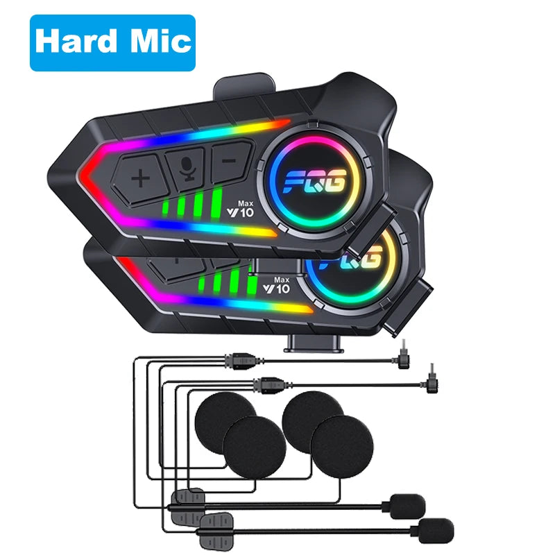Y10 Max Motorcycle Helmet Bluetooth 6.0 Intercom Headset CVC DSP Noise Reduction