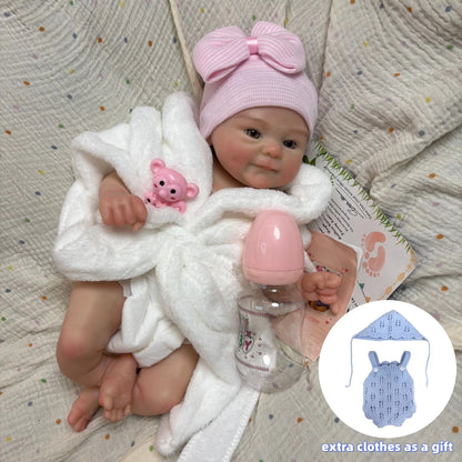 AnjoDoll 13 Inch Silicone Reborn Doll Open Mouth Washable Girl Boy 2 Outfits