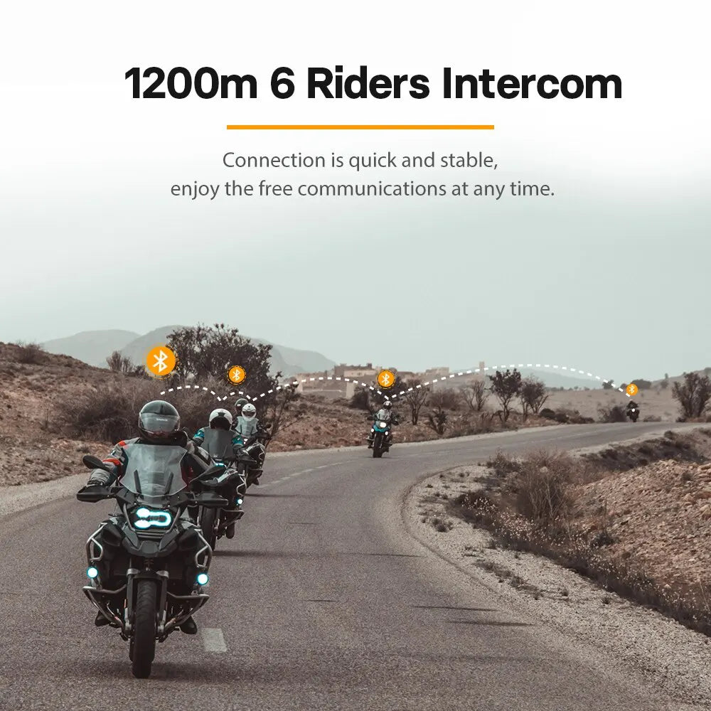 Motorcycle Helmet Intercom Freedconn FG Bluetooth Headset 1000m 10 Riders