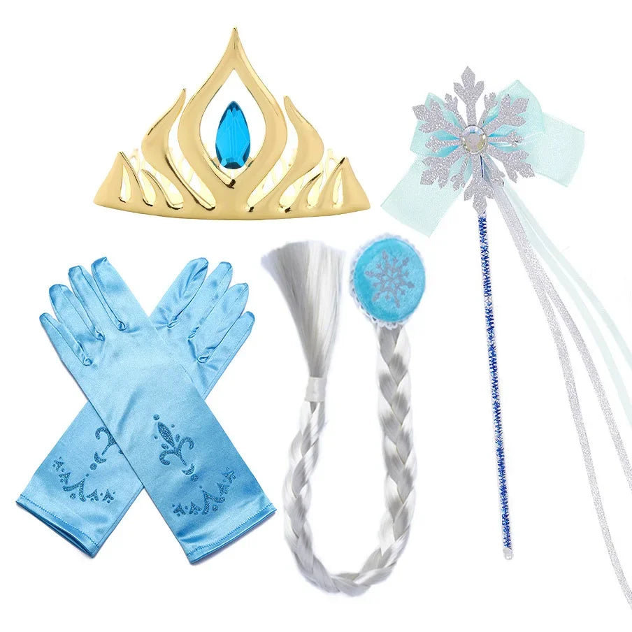 Disney Kids Frozen Birthday Party Princess Dress White Elsa Sequined Mesh Vestidos Halloween Cosplay Snow Queen Carnival Costume-EXPROTAS