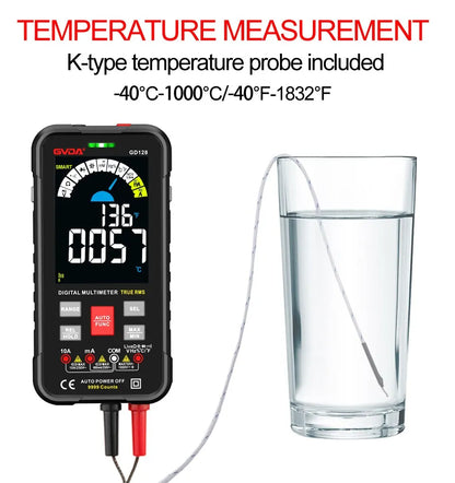 GVDA New 9999 Counts Digital Multimeter Smart Auto Range 1000V 10A Tester Meter Ohm Hz Capacitance REL True RMS AC DC DMM GD128-EXPROTAS