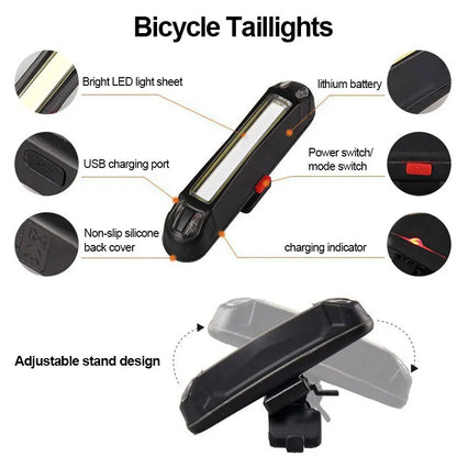 Rear Bicycle Light USB Rechargeable LED Front & Back Mountain Bike Lamp