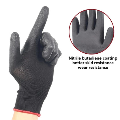 10-50 Pairs Safety Work Gloves PU Coated Nylon Gardening Builders Grip