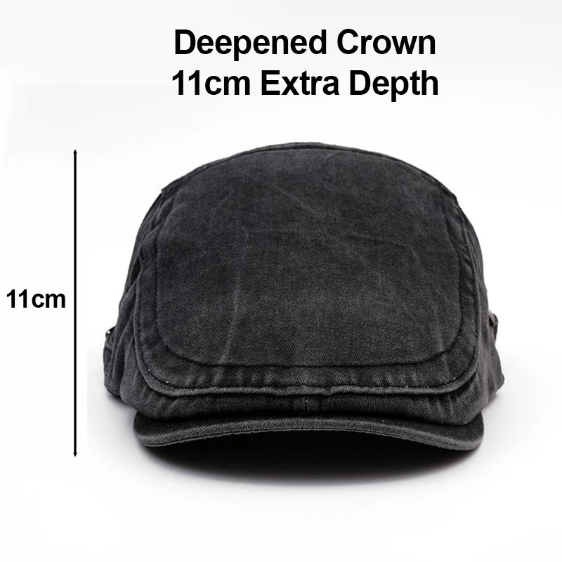 Men's Flat Cap Newsboy Gatsby Retro Driving Hat Washed Denim Outdoor