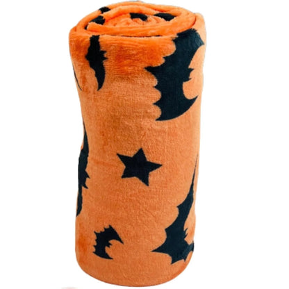 1PC Black Bat Fleece Blanket Soft Halloween Flying Bats Gift