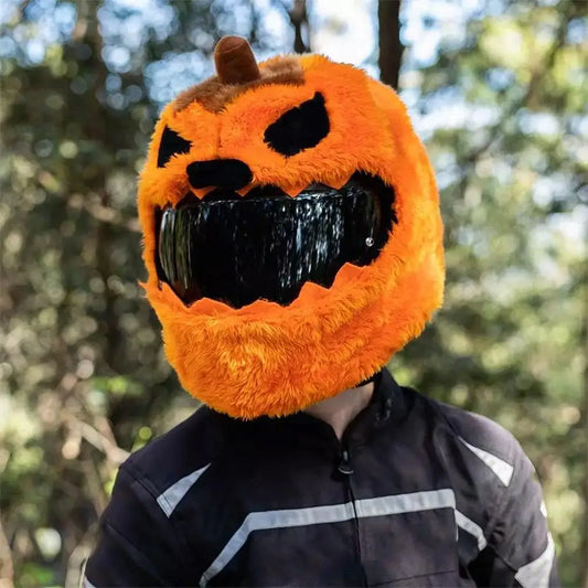 Fun Pumpkin Helmet Cover for Full-Face Motorcycle Helmets - One Size