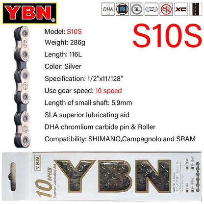YBN Bike Chain 8–12 Speed MTB Road 116/126 Links Compatible Shimano XT - EXPROTAS