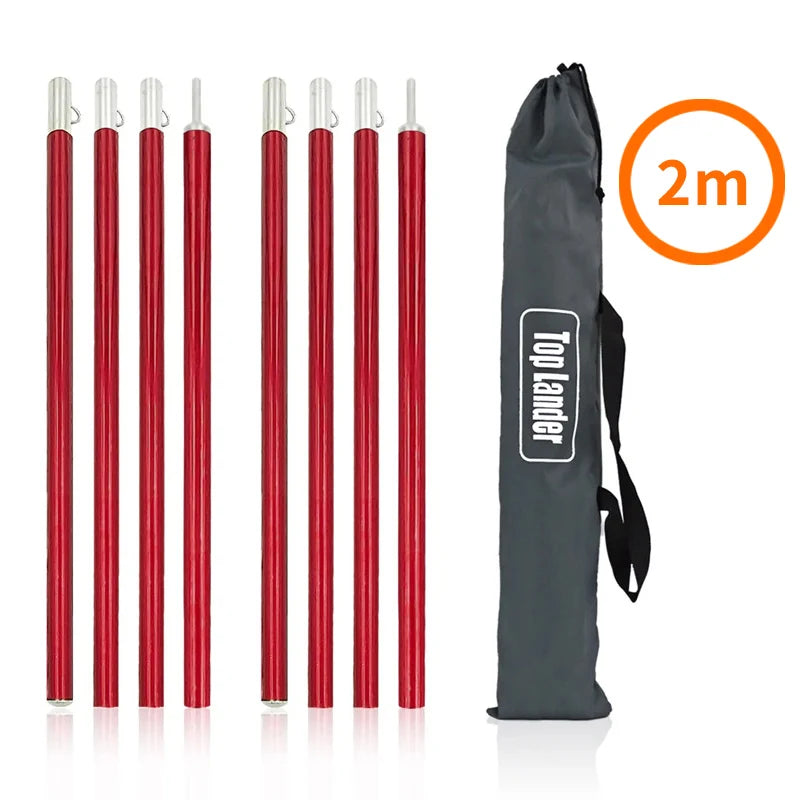 Adjustable Aluminum Tarp Poles 2m 1.9m Tent Awning Support Rods
