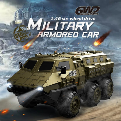 New 1:16 6WD Armored RC Military Truck, 360° Stunt High-Speed Climbing 2.4G Remote Control Toy for Boys