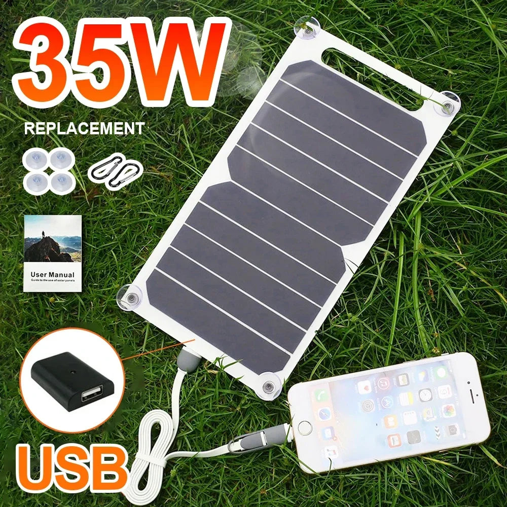35W Portable Solar Panel 5V USB Charger for Phone Power Bank Camping RV