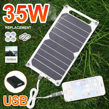 35W Portable Solar Panel 5V USB Charger for Phone Power Bank Camping RV