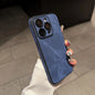 Washed Leather Fabric Phone Case for iPhone 11-17 Air Pro Max Lens Protection