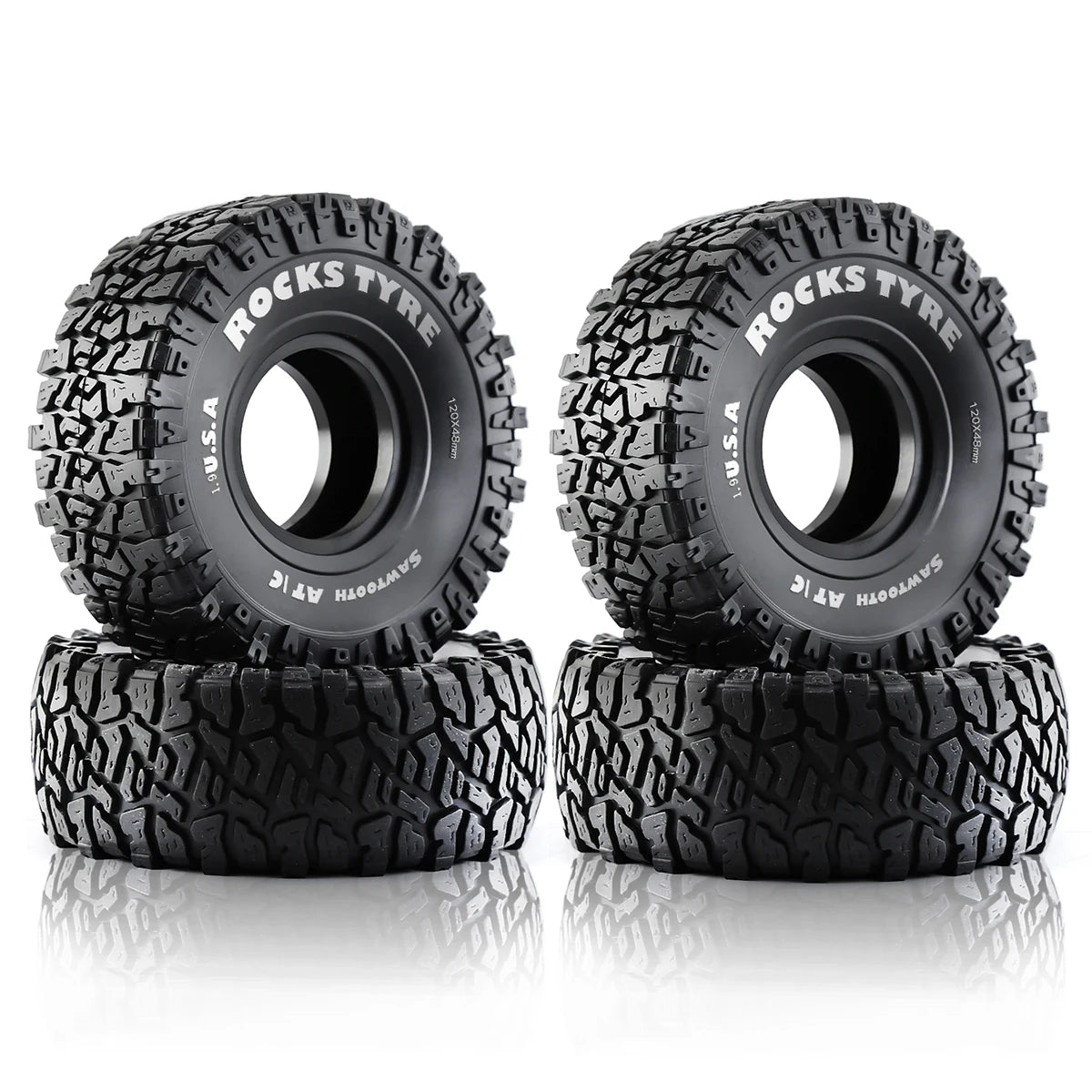 120mm Crawler Tire 1.9 for Axial SCX10 RC 4x Rubber Wheels Rims