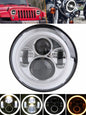 7" LED Headlight w/ DRL Angel Eyes for Harley Honda Yamaha Jeep H4