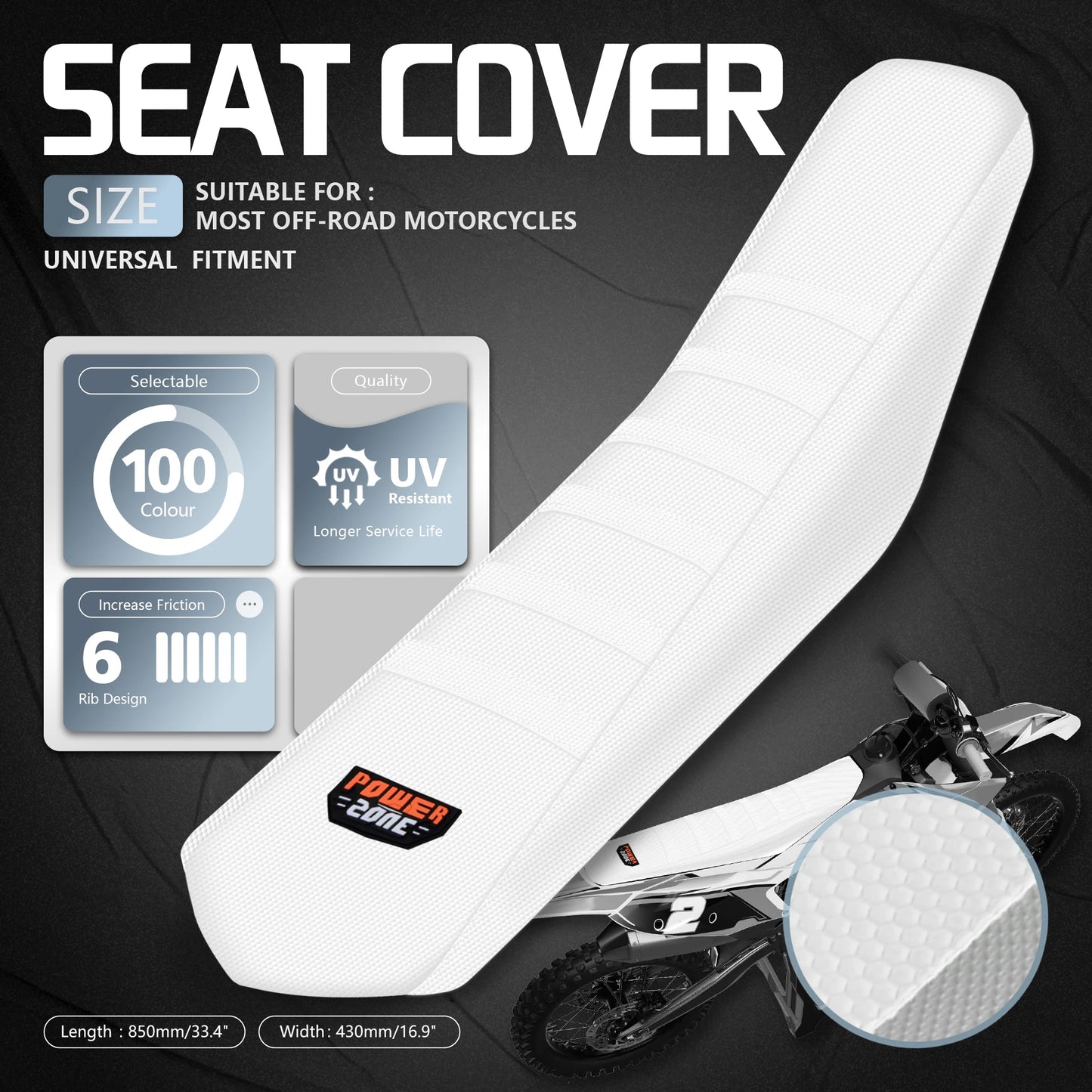 Soft Waterproof Ribbed Seat Cover by Powerzone for SXF EXC KXF CRF Bikes