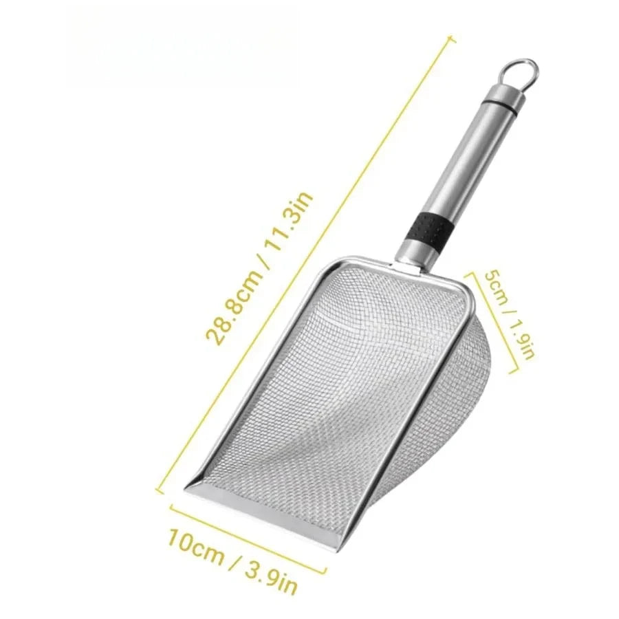 Stainless Steel Cat Litter Scoop Ergonomic Easy Clean Long Handle Pet Tool