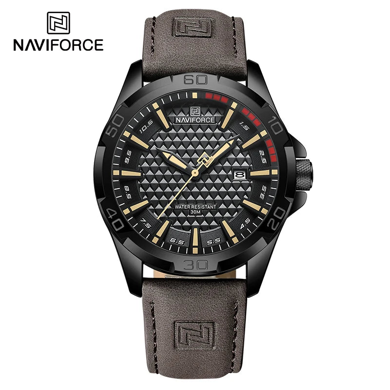 NAVIFORCE Men Casual Sport Military Quartz Calendar Wrist Watch for Man Business Leather Waterproof Male Clock Relogio Masculino-EXPROTAS