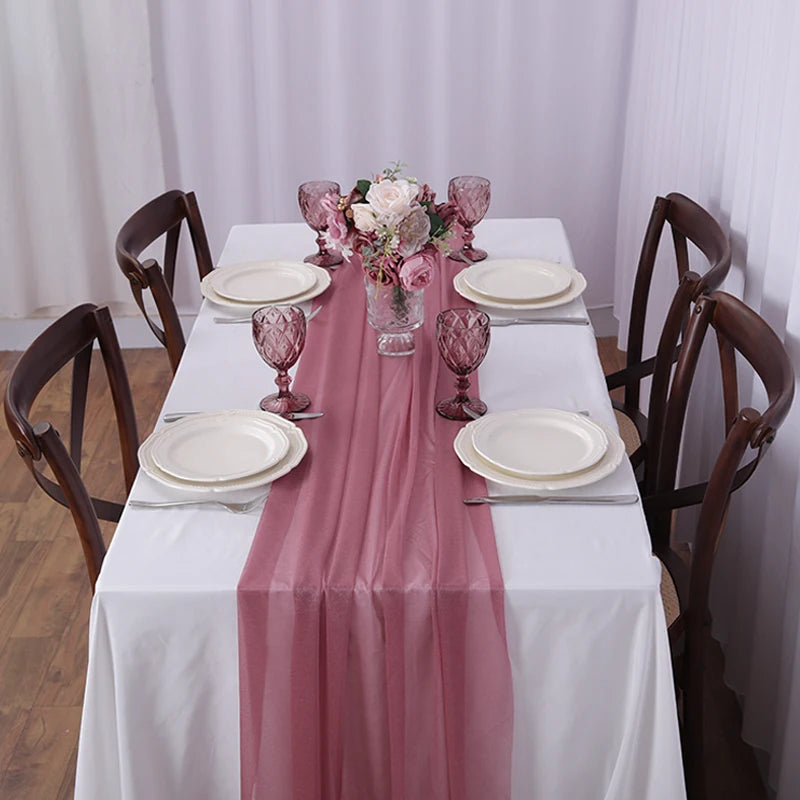 Chiffon Table Runner Wedding Event Decor Various Colours Home Runners