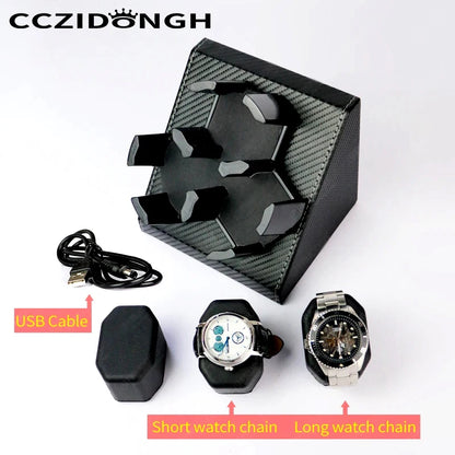 Utomatic Watch Box Winder for Mechanical Watches Desktop Storage 20x19cm