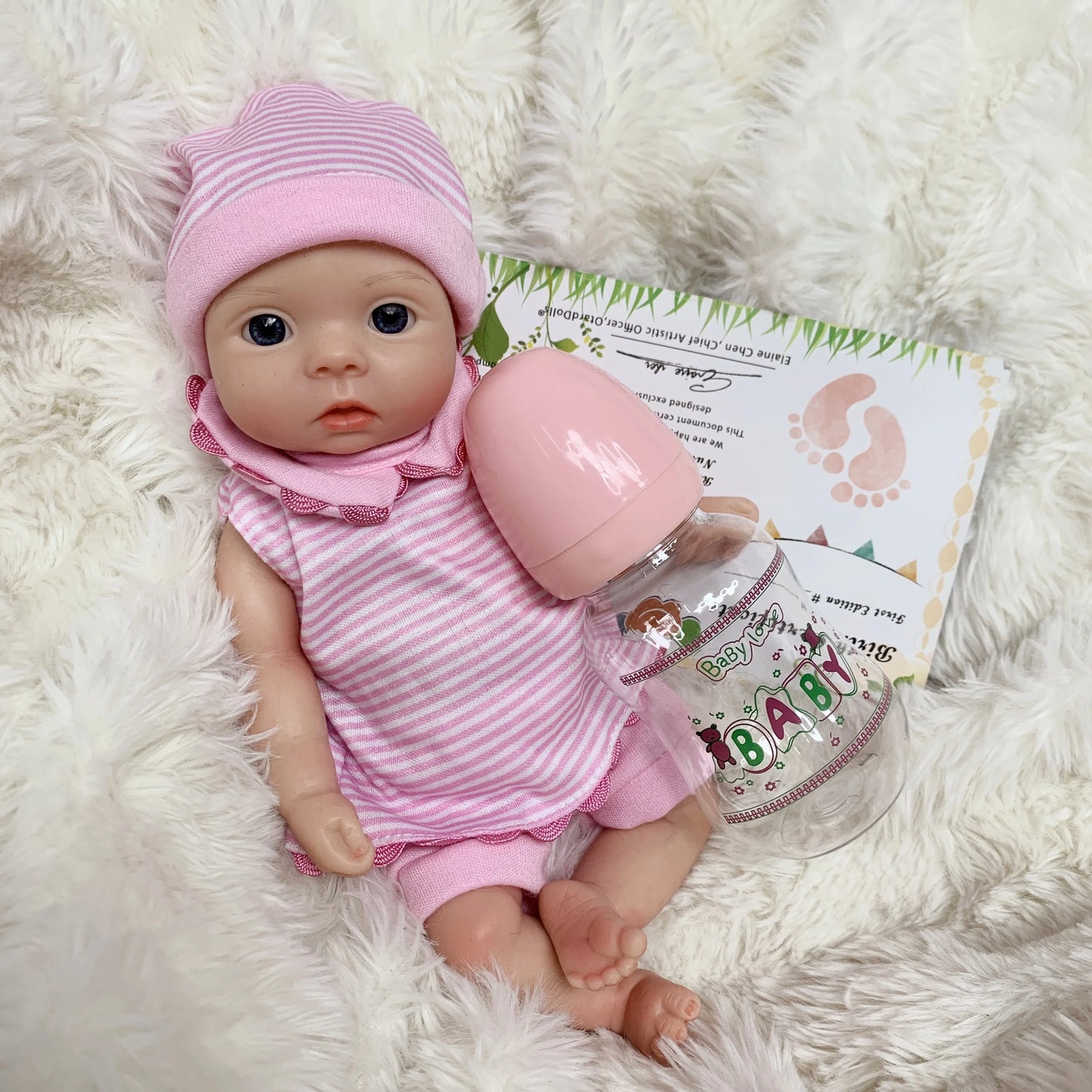 AnjoDoll 10 Inch Full Body Silicone Reborn Girl Doll Painted Washable Soft
