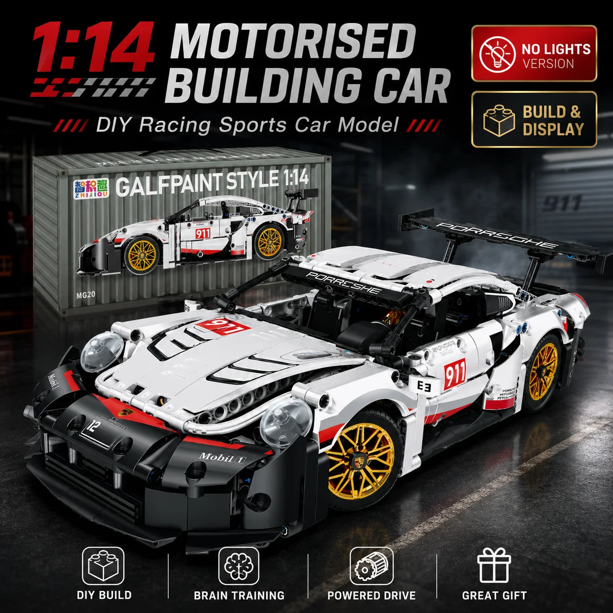 1:14 Building Block Supercar Model Kit DIY Assembly Plastic Educational Toy