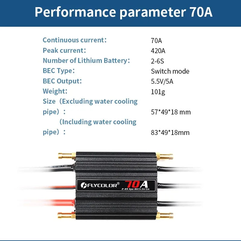 Flycolor Brushless ESC 50A–150A 2–6S LiPo BEC 5.5V/5A for RC Boat Model