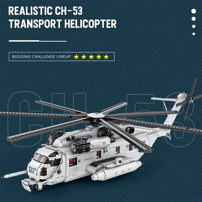 2192PCS CH-53E Transport Helicopter Building Blocks Army Plane Military Fighter Model Assembly Bricks Kids DIY Toys Holiday Gift-EXPROTAS
