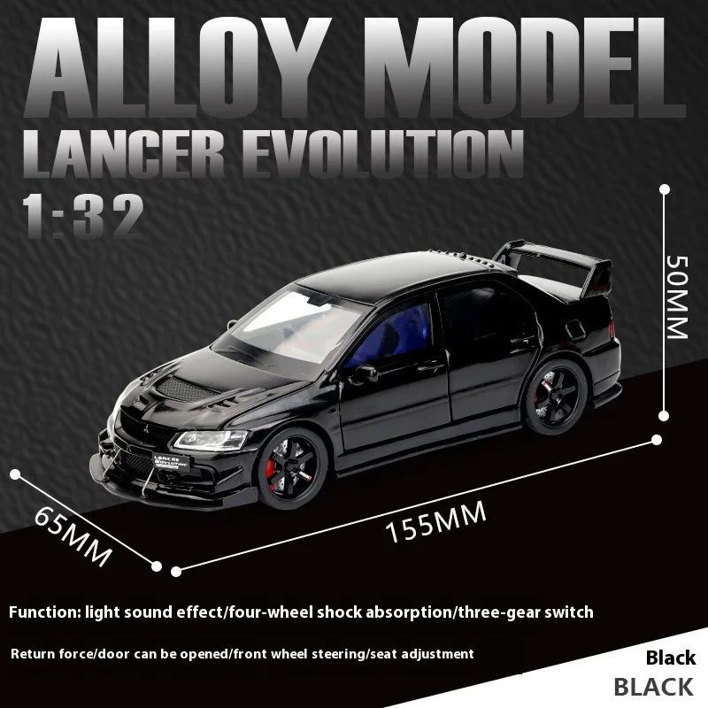 1:32 Mitsubishi Lancer Evolution Diecast Car Model Sound Light Metal Alloy