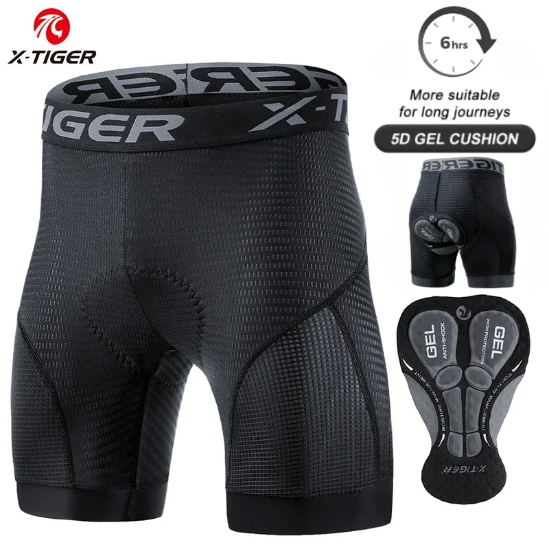 X-TIGER Men’s 5D Gel Cycling Underwear Shorts Shockproof MTB Road Bike Liner